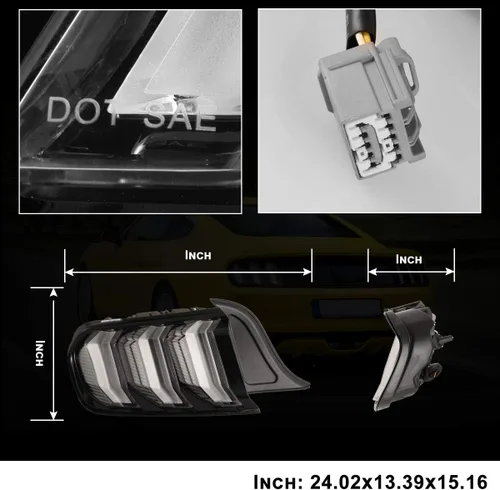 Miniatura 6 de Nixon Offroad Conjunto de luces traseras LED para Ford Mustang 2015-2023, estilo Euro, par de luces traseras LED Mustang con intermitentes