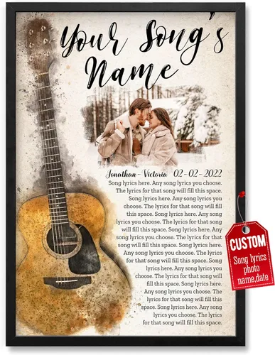 Miniatura 16 de H-DEWALL Póster personalizado de letras de canciones, regalos de cumpleaños para esposo para dormitorio, discos de vinilo, fotos, regalos para él