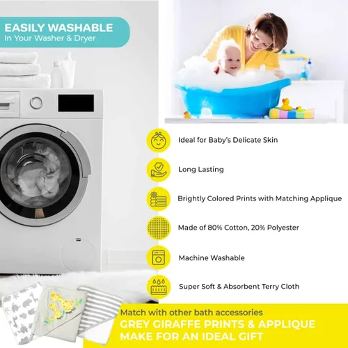 Miniatura 7 de Spasilk Baby - Juego de toallas con capucha y paños de baño para niñas y niños recién nacidos (23 unidades)