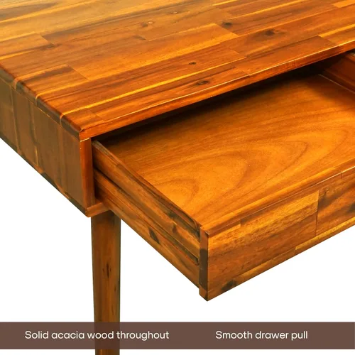 Miniatura 4 de Acacia Lagom - Escritorio de trabajo de madera maciza de 48 pulgadas con cajones, muebles de oficina, mesa de trabajo de estilo escandinavo