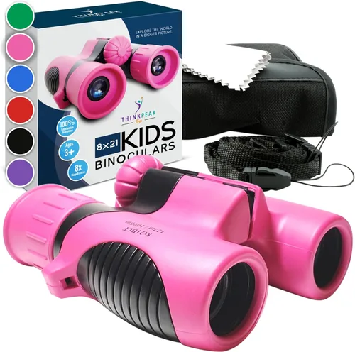 Miniatura 12 de Think Peak - Binoculares rojos de juguete científico para niños de 3 a 12 años – Aventura real compacta al aire libre y STEM Educativo Naturaleza