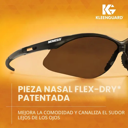 Miniatura 4 de KleenGuard™ V30 Nemesis™ - Gafas de seguridad (25688), con revestimiento de espejo, lentes ahumadas, montura negra, gafas de sol unisex para hombres