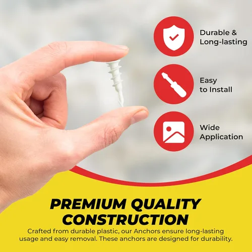 Miniatura 2 de Qualihome Kit de 50 piezas de anclajes de yeso autoperforantes pequeños de plástico N.6 con tornillos
