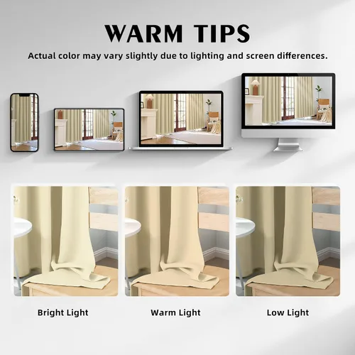 Miniatura 6 de 2 paneles de cortinas 100% opacas, cortinas ligeras con aislamiento térmico con ojales para dormitorio, sala de estar, tratamiento de ventana