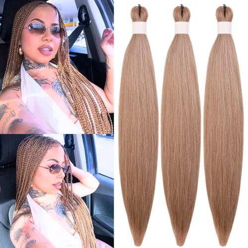 Miniatura 12 de Cabello trenzado verde azulado preestirado, hipoalergénico, sintético, color azul aguamarina, para trenzas y giros, extensiones de cabello largo