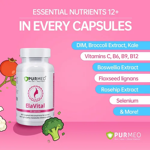 Miniatura 5 de purmeo Suplemento DIM para mujeres, apoyo del equilibrio hormonal para el síndrome premenstrual, el estado de ánimo, la hinchazón y el alivio