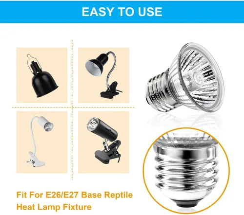 Miniatura 5 de DaToo Lámpara de calor para reptiles, luz de calefacción de tortuga, 4 unidades, 50 W, UVA UVB, bombilla de calor, luz solar simulada, lámpara
