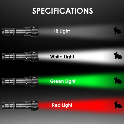 Miniatura 6 de Linterna verde 2002D para caza nocturna, lente Fresnel con zoom y luz verde depredador con interruptor de atenuación rápido y soporte, linterna