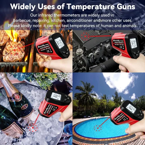 Miniatura 7 de Pistola de termómetro infrarrojo (NO para humanos) -58℉~1022℉ (-50℃～550℃) Termómetro láser digital infrarrojo de 9 puntos, sin contacto, lectura