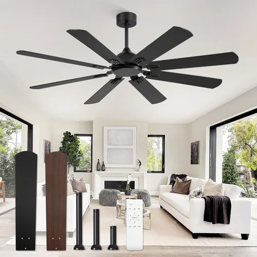 Miniatura 9 de Fanbulous Ventiladores de techo de 42 pulgadas sin luz con control remoto, ventilador de techo moderno sin luz, acabado doble, 6 cuchillas, motor CC