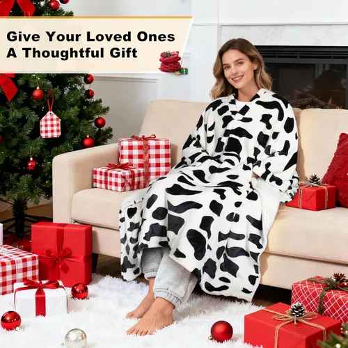 Miniatura 2 de Catalonia Manta Poncho Sherpa Vestible para Adultos Mujeres Hombres, Manta Capa Envolvente con Bolsillo, Cálida, Suave, Acogedora, Cómoda, Regalo