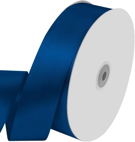 Cinta de satén azul marino de una sola cara de 1-1/2 pulgadas de ancho x 100 yardas, uso de cinta azul real para ramo de lazos, envoltura de