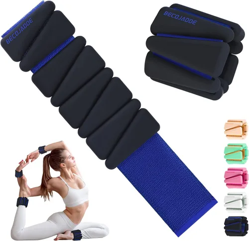BECOJADDE Pesas de Tobillo para Mujeres Pesas de Muñeca Juego de 2 (1 lb/2 lbs Cada Una) Peso Ajustable para Brazo y Pierna para Mujeres y Hombres