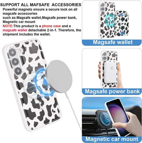 Miniatura 2 de Havaya Magsafe - Funda para Samsung Galaxy S23+Plus, compatible con magnética, 2 en 1, desmontable, con soporte para tarjetas, ranuras para tarjetas