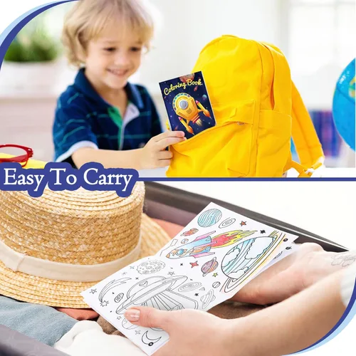 Miniatura 7 de Jutom 48 libros para colorear del espacio exterior a granel para niños y adultos, mini tema espacial astronauta galaxia cohete para el sistema