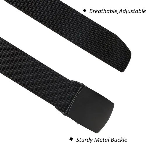 Miniatura 9 de SUOSDEY Cinturones de nylon para hombres Cinturón táctico militar de la web hebilla de metal resistente 1.5 pulgadas A-Negro