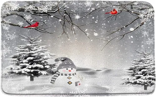 Miniatura 3 de GCTNBJL Juego de 3 alfombrillas de baño para árbol de Navidad, diseño de copo de nieve, rojo, gris, dibujos animados, invierno, vacaciones, baño