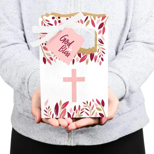 Miniatura 4 de Big Dot of Happiness Pink Elegant Cross - Cajas de regalo para fiesta religiosa para niñas, juego de 12
