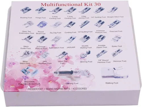 Miniatura 8 de Juego de 30 prensatelas profesionales para máquina de coser doméstica para hermano, Babylock, cantante, Janome, Elna, Toyota, New Home, Simplicity