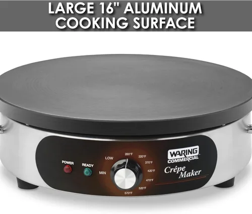 Miniatura 5 de Waring Commercial WSC160X - Máquina de crepas eléctrica comercial de 16 pulgadas, superficie de cocción de hierro fundido, base de acero inoxidable