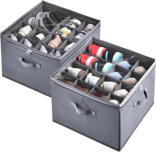 Miniatura 9 de INSTY Organizador de zapatos para armario con capacidad para 24 pares, contenedor plegable grande de almacenamiento de zapatos caja compartimento