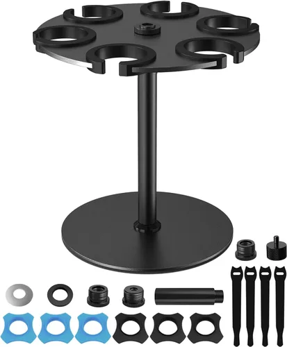 Miniatura 11 de Soporte para micrófono múltiple de hasta 6 micrófonos, soporte de micrófono de aluminio para micrófonos inalámbricos e inalámbricos, se monta
