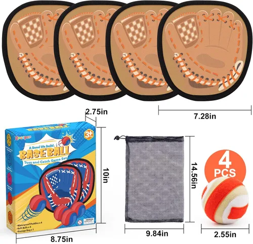 Miniatura 9 de Juego de pelota de lanzar y atrapar guantes de béisbol para niños pequeños, juegos exteriores para niños y familia, juguetes de playa y piscina