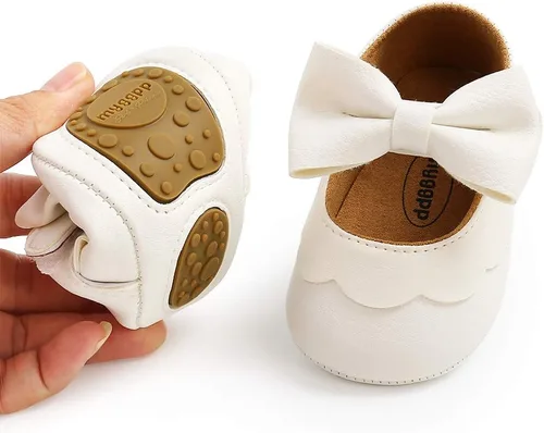 Miniatura 4 de Zapatos planos Mary Jane para bebés y niñas con lazo y flores, vestido de princesa, para boda, zapatos de ballet antideslizantes para niños pequeños