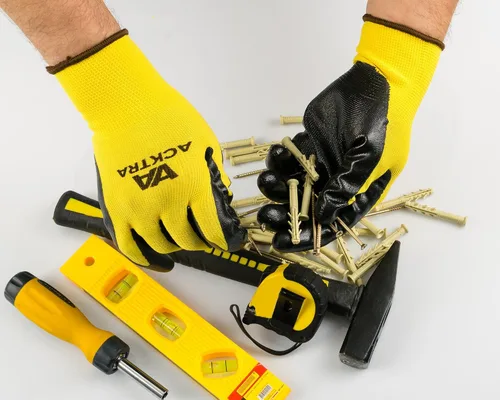 Miniatura 5 de ACKTRA Guantes de trabajo de seguridad con revestimiento de nitrilo, 12 pares, WG003 negro/negro, XS