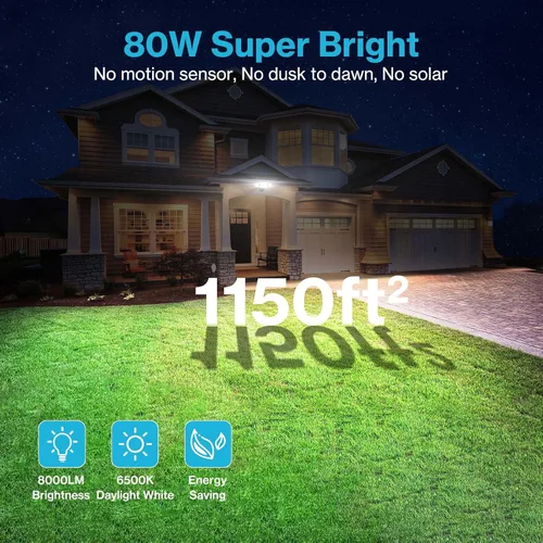 Miniatura 2 de Olafus Luces de inundación de 55 W para exteriores, luces LED de seguridad de 5500 LM, luz de inundación exterior de 6500 K con 3 cabezales Marrón