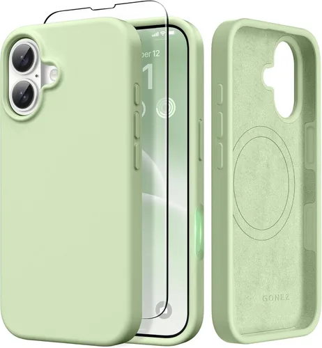 Miniatura 182 de GONEZ Funda de silicona para iPhone 14 Pro Max, compatible con MagSafe, con protector de pantalla + protector de lente de cámara, silicona líquida a