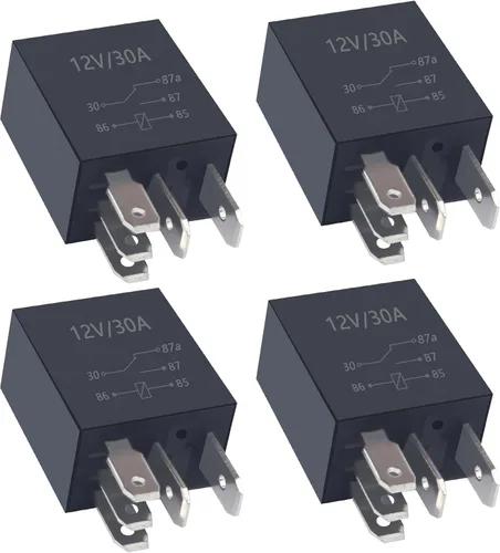 4 piezas de relé de bomba de combustible multiuso de 5 pines 30A 12V de servicio pesado - Relé automotriz universal con diseño impermeable para la 5