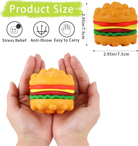 Miniatura 2 de Anboor Juguete Pop Fidget, Juguete Sensorial de Silicona 3D con Burbujas de Hamburguesa para Apretar, Bola de Estrés Anti-Ansiedad, Juguetes