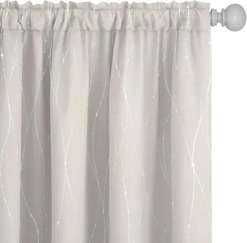Miniatura 12 de Deconovo - Cortinas opacas con diseño de líneas onduladas y lunares, para dormitorio y sala de estar.