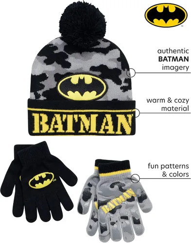 Miniatura 2 de DC Comics Juego de 2 pares de guantes o guantes de Batman para niños (niños pequeños)