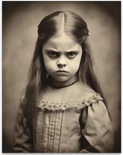 Miniatura 7 de Devilish Little Girl - Oddities and Curiosities 11x14 Framed Print, Vintage Creepy Girl Poster, Victorian Gothic Wall Art, Eerie Child Portrait