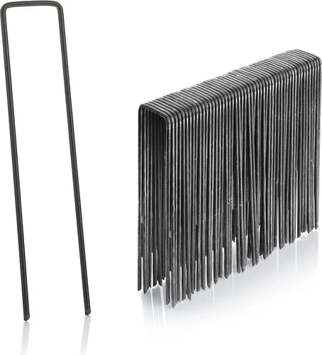 GardenMate Paquete de 50 clavijas de acero multiusos en forma de U de 50 x 6 pulgadas (5.906 in), ideales para asegurar tela de malezas, tela de