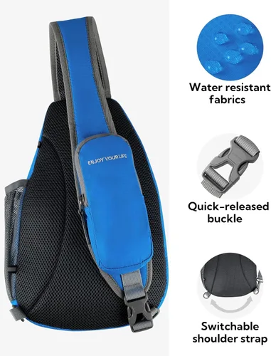 Miniatura 2 de Bolso de hombro WATERFLY, morrales, bolsos, mochilas triangulares cruzadas sobre el cuerpo, de soga, para senderismo o mochilas multiuso y bolsa
