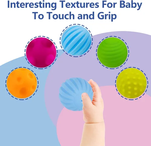 Miniatura 3 de Juego de bolas múltiples texturizadas para bebé, 6 piezas coloridas y brillantes para niños, bolas sensoriales para masaje, bola suave, 6 a 12