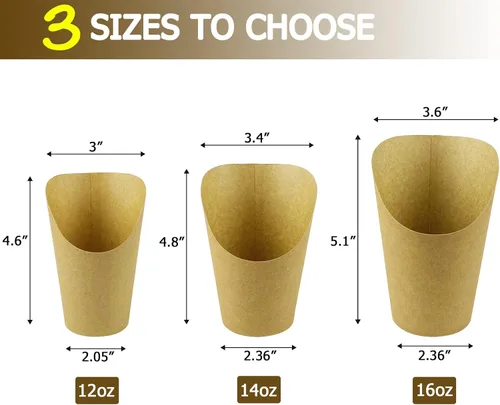 Miniatura 2 de CAMKYDE 50 soportes para papas fritas, 12 onzas, desechables, de papel, tazas de charcutería para todas las ocasiones (12 onzas)