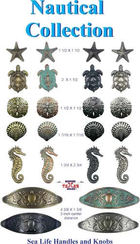 Miniatura 3 de 1 perilla de cajón Coastal Collecton Starfish en latón antiguo