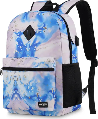 Miniatura 18 de YAMTION Mochila escolar, mochila clásica unisex para adolescentes con puerto USB para escuela secundaria, universidad, oficina, trabajo, viajes