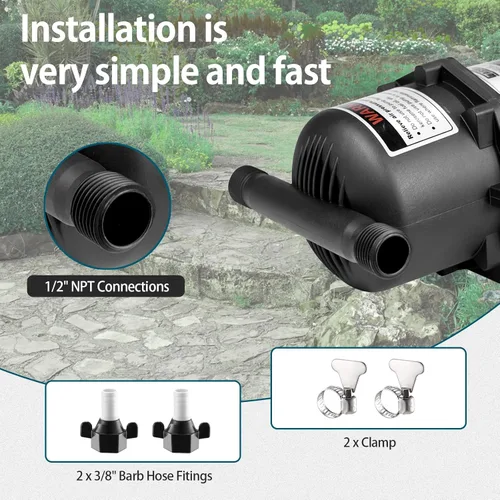 Miniatura 5 de WASSERMANN Tanque acumulador prepresurizado, 25.3 oz (0.75L) 125 PSI Bomba de agua Control de flujo con bomba interna reducida de vejiga, apto