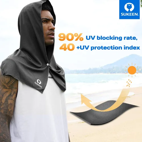 Miniatura 5 de Sukeen Toalla refrescante con capucha para hombres, toallas refrescantes para el cuello y la cara, se enfría cuando está mojado, envolturas