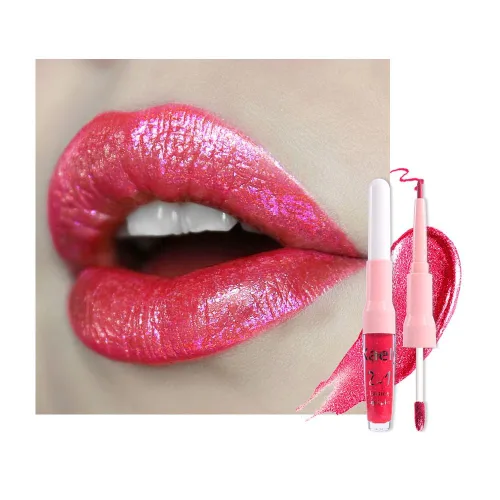 Miniatura 19 de evpct Juego de delineador de labios y lápiz labial metálico rosa claro, para mujeres, de larga duración, impermeable, 24 unidades, color rosa claro