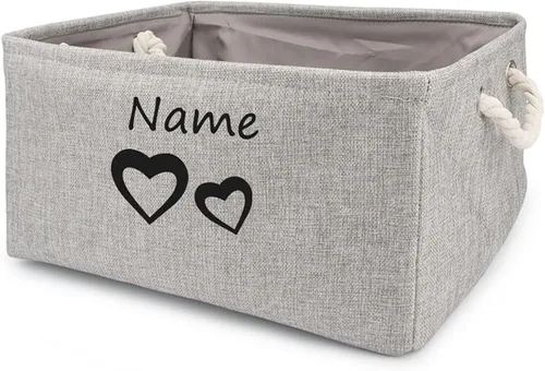 Miniatura 15 de Cesta de almacenamiento de juguetes para perros, plegable, personalizable con diseño de nombre de mascota, organizador para juguetes de perros, F