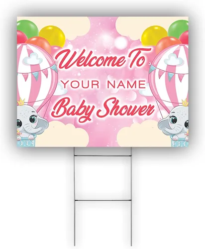 Welcome To Baby Shower Name or Custom Text Your Own Personalized Text Wording Lawn Garden Indoor Outdoor Decor Coroplast Yard Sign With H Stake