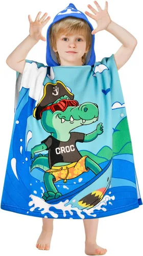 Miniatura 12 de HUANLANG Toalla de playa con capucha para niños y niñas, toalla de playa para baño, piscina, poncho de playa, toalla de algodón súper suave