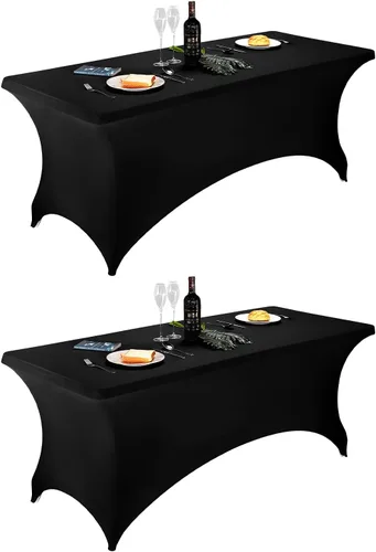 LZY Fundas de mesa de elastano de 6 pies, manteles elásticos/ajustables para mesa plegable de 6 pies, manteles rectangulares de elastano para bodas,