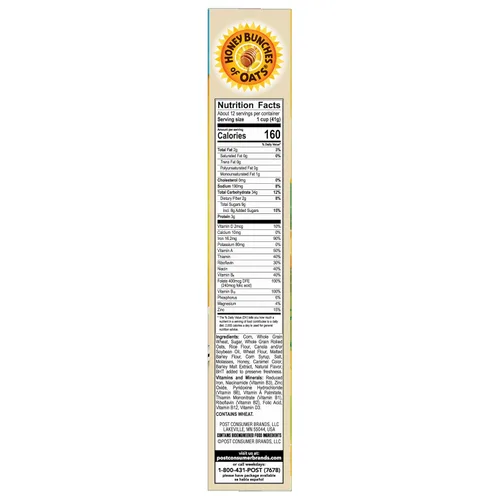 Miniatura 7 de Post Honey Bunches of Oats Cereal de desayuno de vainilla, cereal de vainilla con racimos de avena y granola, caja de 18 onzas (paquete de 2)